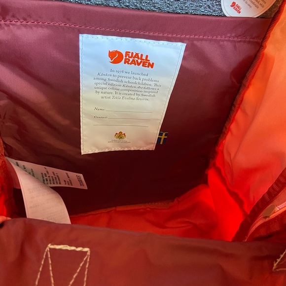 Fjällräven Women's Kanken Art Mini Backpack Poppy Fields Cotton Sky Coral Peach - Picture 13 of 13